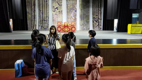 Visiting the School's Performance Stage.